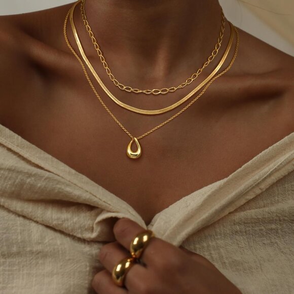 Christmas gift gold Style 01 plated layered necklaces women dainty choker set - Picture 2 of 7